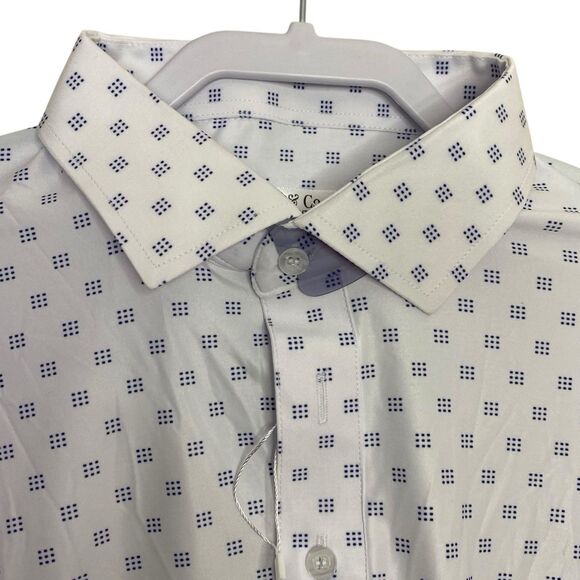 Collars & Co Polo Shirt Mens Large Relaxed White Oracle Dress Collar Golf NEW